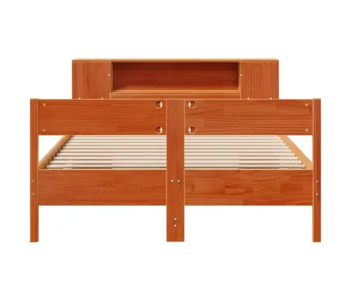 Riiuliga Voodi Ilma Madratsita, Vahapruun, 140X200cm Männipuit