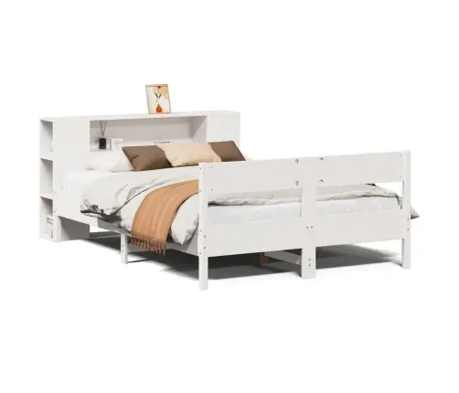 Lova Su Knygų Spinta Be Čiužinio, Balta, 140X190cm Pušis