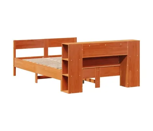 Gulta Ar Grāmatu Plauktu, Bez Matrača, 140X190 Cm, Priedes Koks Vidaxl