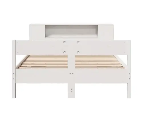 Lova Su Knygų Spinta Be Čiužinio, Balta, 135X190cm Pušis Lova Su Knygų Spinta Be Čiužinio, Balta, 135X190cm Pušis