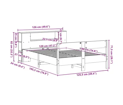 Riiuliga Voodiraam Ilma Madratsita, 120X190 cm Männipuit Riiuliga Voodiraam Ilma Madratsita, 120X190 cm Männipuit