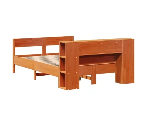 Gulta Ar Grāmatu Plauktu, Bez Matrača, 120X190 Cm, Priedes Koks Vidaxl