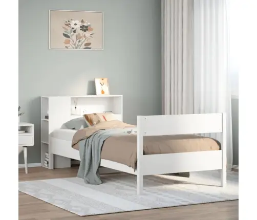 Lova Su Knygų Spinta Be Čiužinio, Balta, 100X200cm Pušis