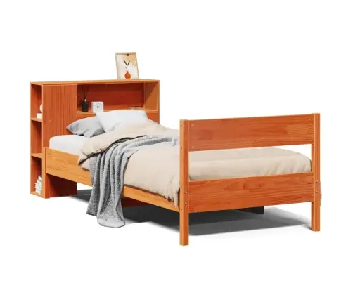 Lova Be Čiužinio/Su Knygų Lentyna, Vaško Ruda, 100X200cm Pušis