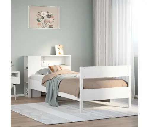 Gulta Ar Grāmatu Plauktu, Bez Matrača, 90X200 Cm, Priedes Koks Vidaxl