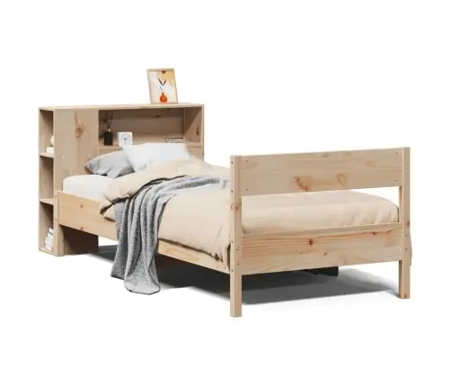 Gulta Ar Grāmatu Plauktu, Bez Matrača, 75X190 Cm, Priedes Koks Vidaxl