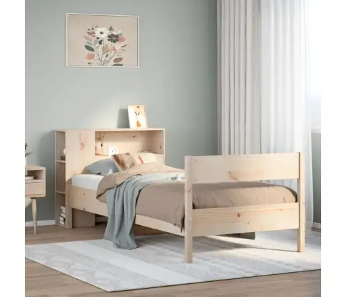 Gulta Ar Grāmatu Plauktu, Bez Matrača, 75X190 Cm, Priedes Koks Vidaxl