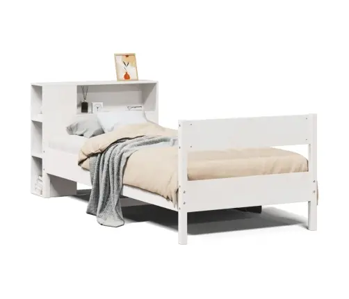 Riiuliga Voodiraam Ilma Madratsita, Valge, 75X190 cm Männipuit