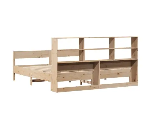 Gulta Ar Grāmatu Plauktu, Bez Matrača, 180X200 Cm, Priedes Koks Vidaxl