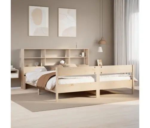 Gulta Ar Grāmatu Plauktu, Bez Matrača, 180X200 Cm, Priedes Koks Vidaxl