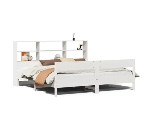 Riiuliga Voodiraam Ilma Madratsita, Valge, 180X200cm Männipuit