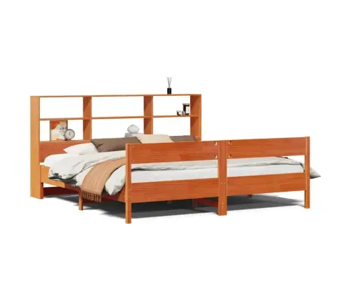 Gulta Ar Grāmatu Plauktu, Bez Matrača, 180X200 Cm, Priedes Koks Vidaxl