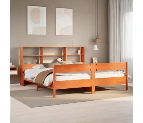 Gulta Ar Grāmatu Plauktu, Bez Matrača, 180X200 Cm, Priedes Koks Vidaxl