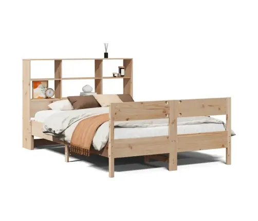 Gulta Ar Grāmatu Plauktu, Bez Matrača, 160X200 Cm, Priedes Koks Vidaxl