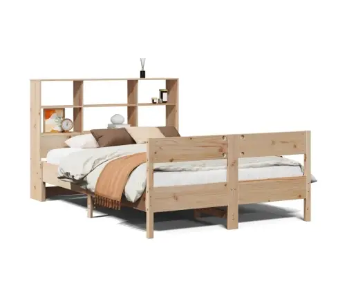 Gulta Ar Grāmatu Plauktu, Bez Matrača, 150X200 Cm, Priedes Koks Vidaxl