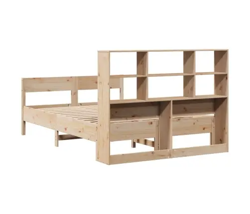 Gulta Ar Grāmatu Plauktu, Bez Matrača, 150X200 Cm, Priedes Koks Vidaxl