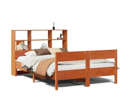 Gulta Ar Grāmatu Plauktu, Bez Matrača, 140X200 Cm, Priedes Koks Vidaxl