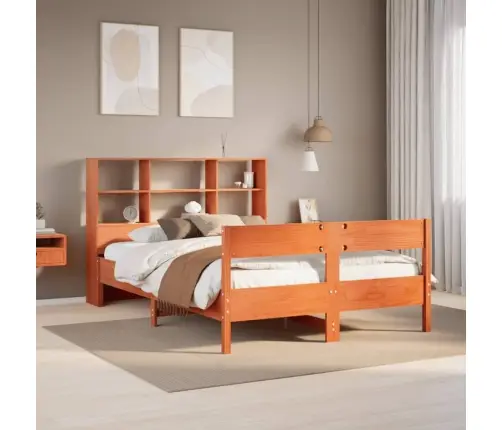 Gulta Ar Grāmatu Plauktu, Bez Matrača, 120X190 Cm, Priedes Koks Vidaxl