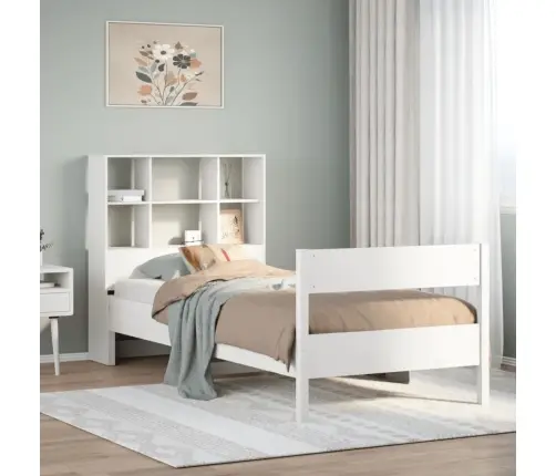 Riiuliga Voodiraam Ilma Madratsita, Valge, 90X190 cm Männipuit Riiuliga Voodiraam Ilma Madratsita, Valge, 90X190 cm Männipuit