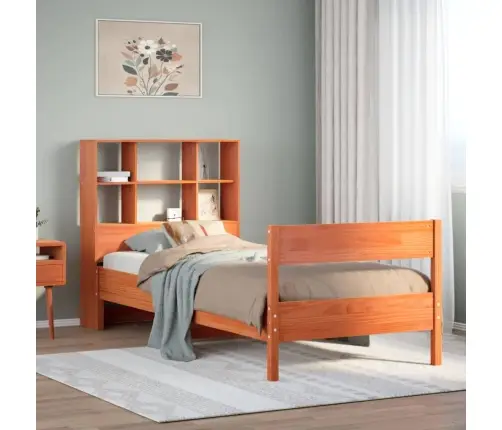 Gulta Ar Grāmatu Plauktu, Bez Matrača, 75X190 Cm, Priede Vidaxl