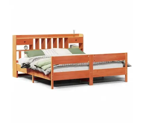 Gulta Ar Grāmatu Plauktu, Bez Matrača, 200X200 Cm, Priedes Koks Vidaxl