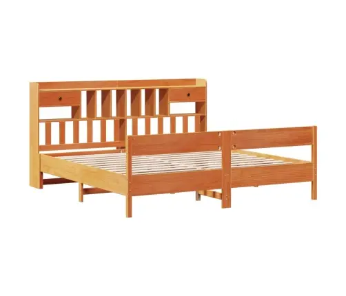 Gulta Ar Grāmatu Plauktu, Bez Matrača, 200X200 Cm, Priedes Koks Vidaxl