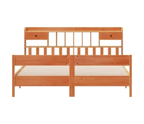 Gulta Ar Grāmatu Plauktu, Bez Matrača, 200X200 Cm, Priedes Koks Vidaxl