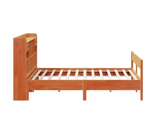 Gulta Ar Grāmatu Plauktu, Bez Matrača, 200X200 Cm, Priedes Koks Vidaxl