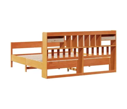 Gulta Ar Grāmatu Plauktu, Bez Matrača, 200X200 Cm, Priedes Koks Vidaxl