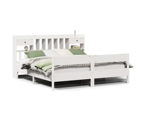 Gulta Ar Grāmatu Plauktu, Bez Matrača, 180X200 Cm, Priedes Koks Vidaxl