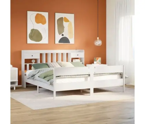 Gulta Ar Grāmatu Plauktu, Bez Matrača, 180X200 Cm, Priedes Koks Vidaxl