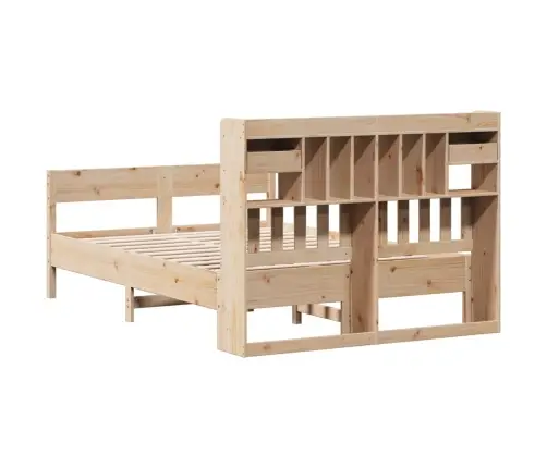 Gulta Ar Grāmatu Plauktu, Bez Matrača, 160X200 Cm, Priedes Koks Vidaxl