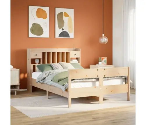 Lova Su Knygų Spinta Be Čiužinio, 150X200cm Pušies Masyvas