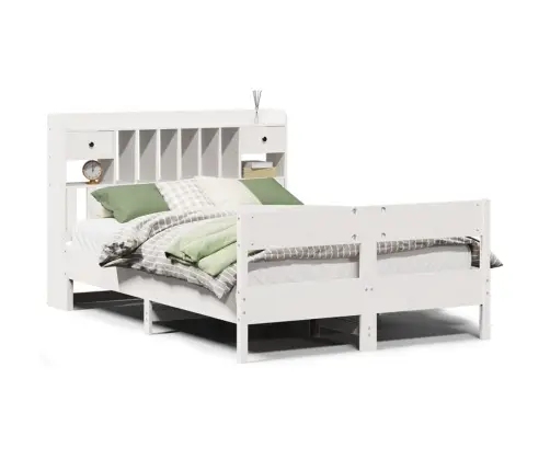 Gulta Ar Grāmatu Plauktu, Bez Matrača, 150X200 Cm, Priedes Koks Vidaxl