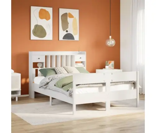 Gulta Ar Grāmatu Plauktu, Bez Matrača, 150X200 Cm, Priedes Koks Vidaxl