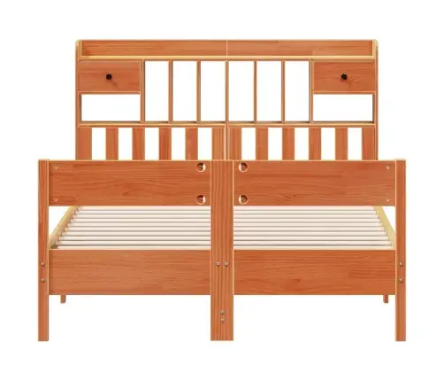 Gulta Ar Grāmatu Plauktu, Bez Matrača, 140X200 Cm, Priedes Koks Vidaxl