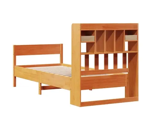 Lova Be Čiužinio/Su Knygų Lentyna, Vaško Ruda, 100X200cm Pušis