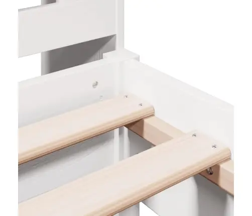 Riiuliga Voodiraam Ilma Madratsita, Valge, 90X200 cm Männipuit