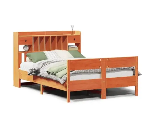 Lova Su Knygų Spinta Be Čiužinio, Ruda, 140X190cm Pušis