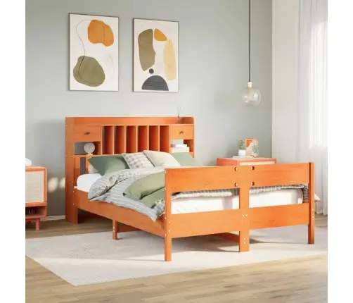 Lova Su Knygų Spinta Be Čiužinio, Ruda, 140X190cm Pušis