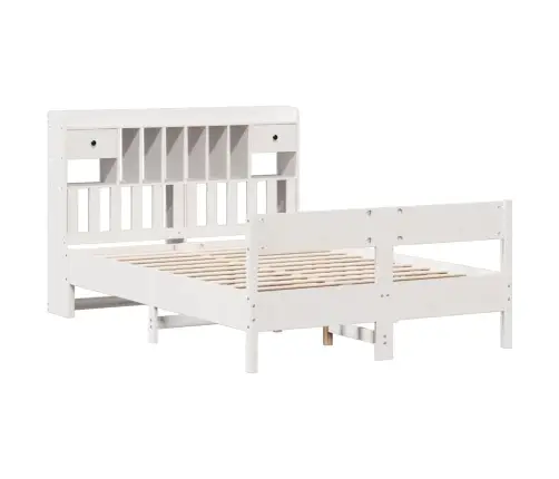 Gulta Ar Grāmatu Plauktu, Bez Matrača, 135X190 Cm, Priedes Koks Vidaxl