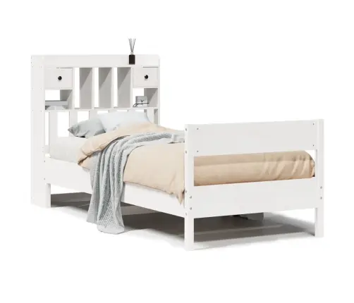 Lova Su Knygų Spinta Be Čiužinio, Balta, 90X190cm Pušis