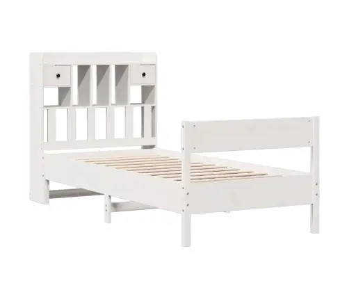 Lova Su Knygų Spinta Be Čiužinio, Balta, 90X190cm Pušis