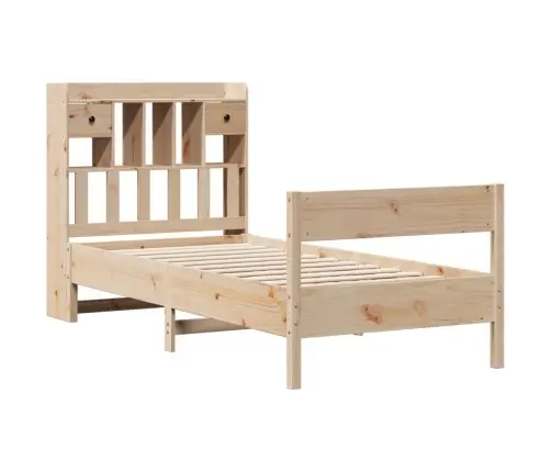 Gulta Ar Grāmatu Plauktu, Bez Matrača, 75X190 Cm, Priedes Koks Vidaxl