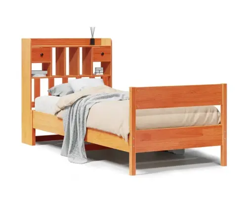 Lova Be Čiužinio/Su Knygų Lentyna, Ruda, 75X190cm Pušis