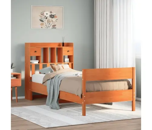 Lova Be Čiužinio/Su Knygų Lentyna, Ruda, 75X190cm Pušis