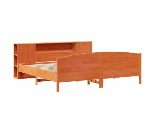 Gulta Ar Grāmatu Plauktu, Bez Matrača, 200X200 Cm, Priedes Koks Vidaxl