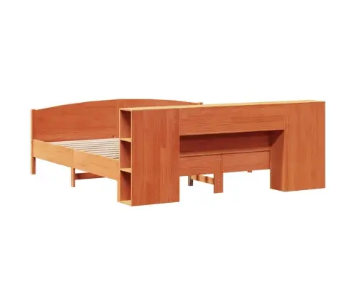 Gulta Ar Grāmatu Plauktu, Bez Matrača, 200X200 Cm, Priedes Koks Vidaxl