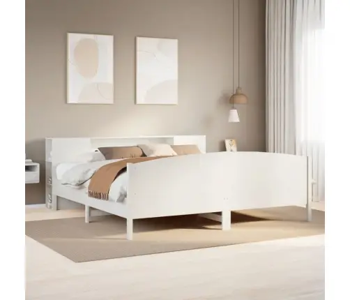 Riiuliga Voodiraam Ilma Madratsita, Valge, 180X200cm Männipuit