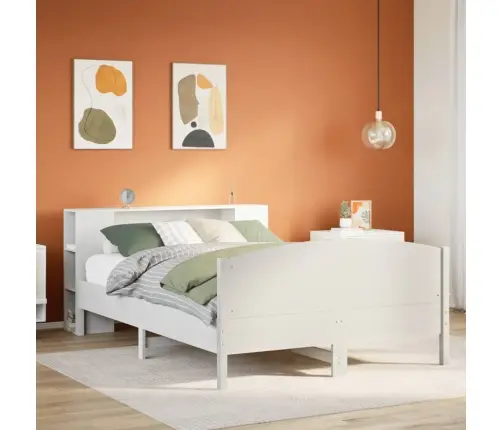 Gulta Ar Grāmatu Plauktu, Bez Matrača, 160X200 Cm, Priedes Koks Vidaxl